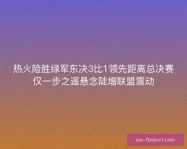 热火险胜绿军东决3比1领先距离总决赛仅一步之遥悬念陡增联盟震动 热火险胜绿军东决3比1领先距离总决赛仅一步之遥悬念陡增联盟震动