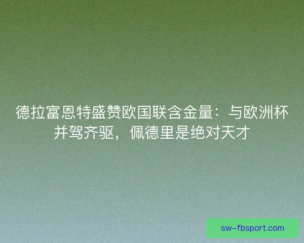 德拉富恩特盛赞欧国联含金量：与欧洲杯并驾齐驱，佩德里是绝对天才