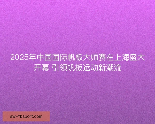 2025年中国国际帆板大师赛在上海盛大开幕 引领帆板运动新潮流 2025年中国国际帆板大师赛在上海盛大开幕 引领帆板运动新潮流